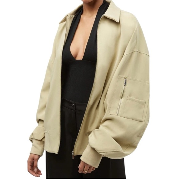WEWOREWHAT | Twill Bomber Jacket, Women’s, Color Tan, Oversized Size XS, NWOT - Picture 1 of 12